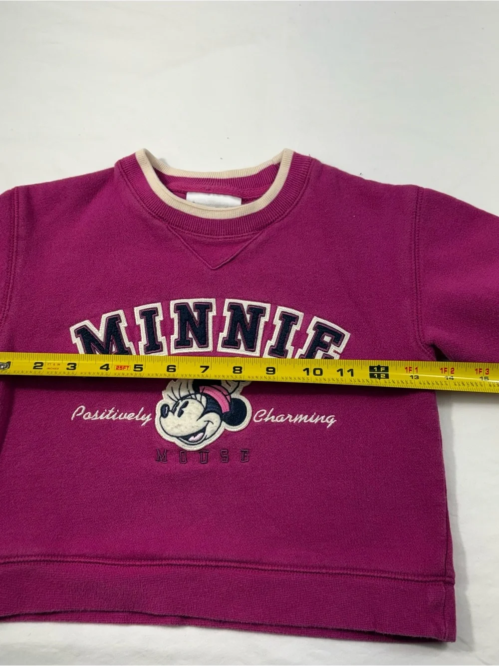Vintage Y2K Disney Minnie Mouse Embroidered Berry Pink Crewneck Sweatshirt XXS